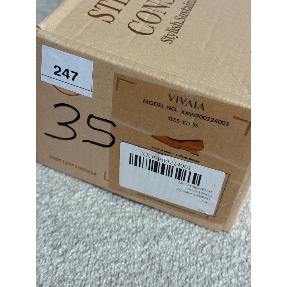 VIVAIA Pointed Toe Striped Wedge Flats Orange Women's EU/35 US/5 Comfort Shoes